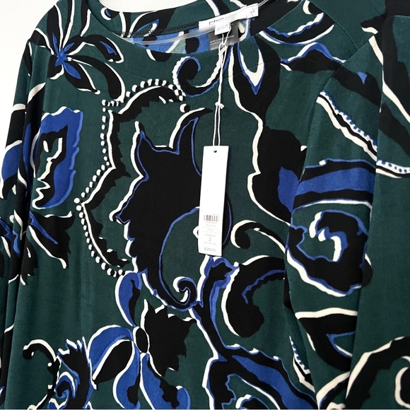 NEW NWT Chico’s Green Navy Eastern Bell Sleeve MIDI Dress Size 2 Large - Picture 8 of 9
